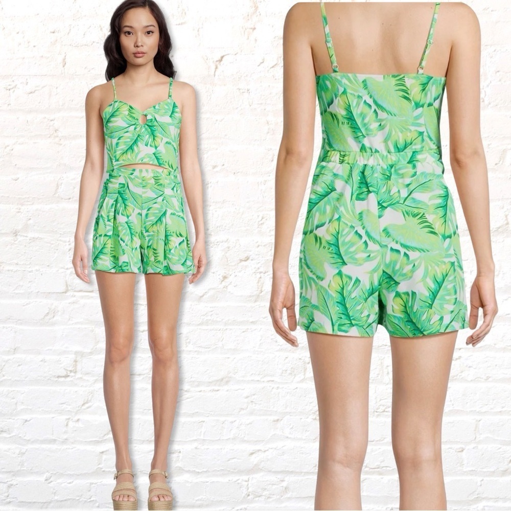 Madden NYC Lime Green Tropical Floral Short Knit Romper – Size Medium – NWOT - Picture 9 of 9